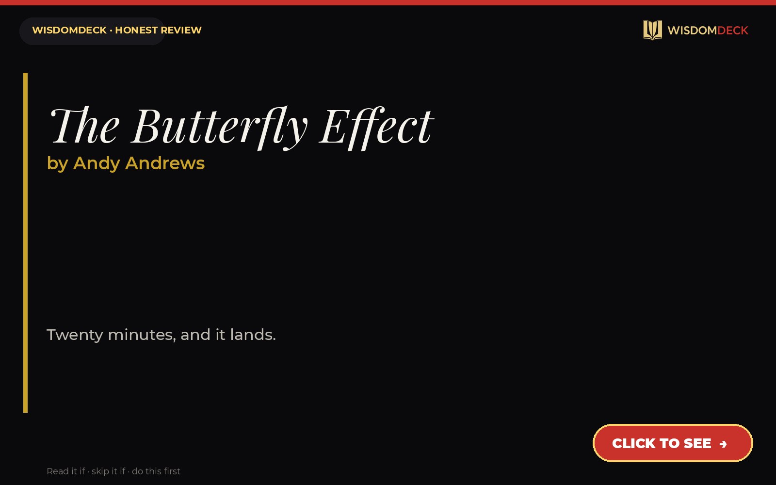 The Butterfly Effect by Andy Andrews — WisdomDeck review