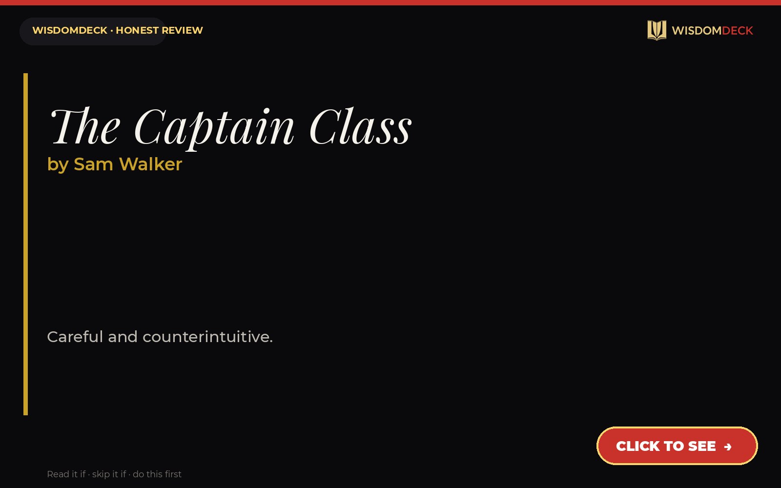 The Captain Class by Sam Walker — WisdomDeck review