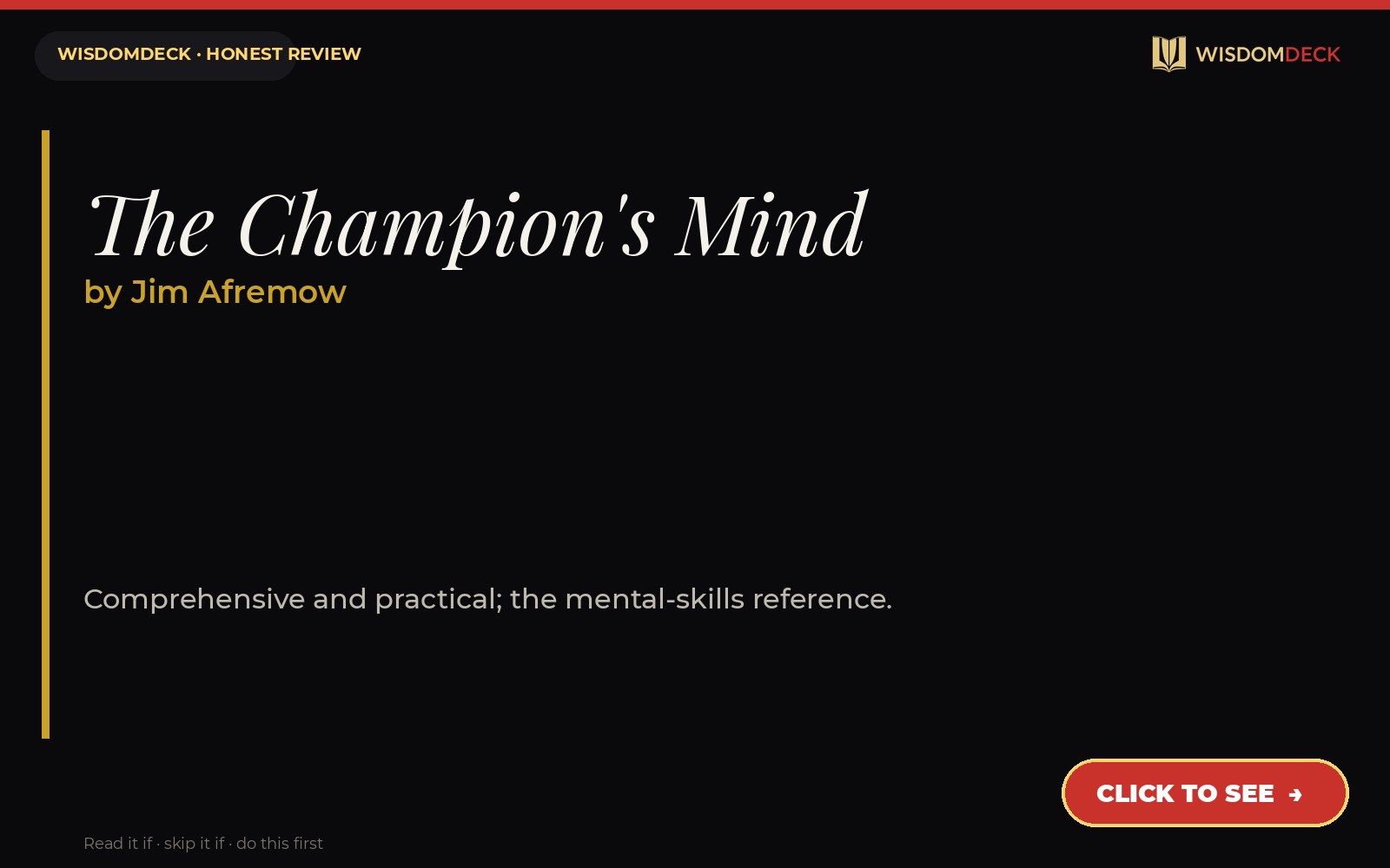 The Champion's Mind by Jim Afremow — WisdomDeck review