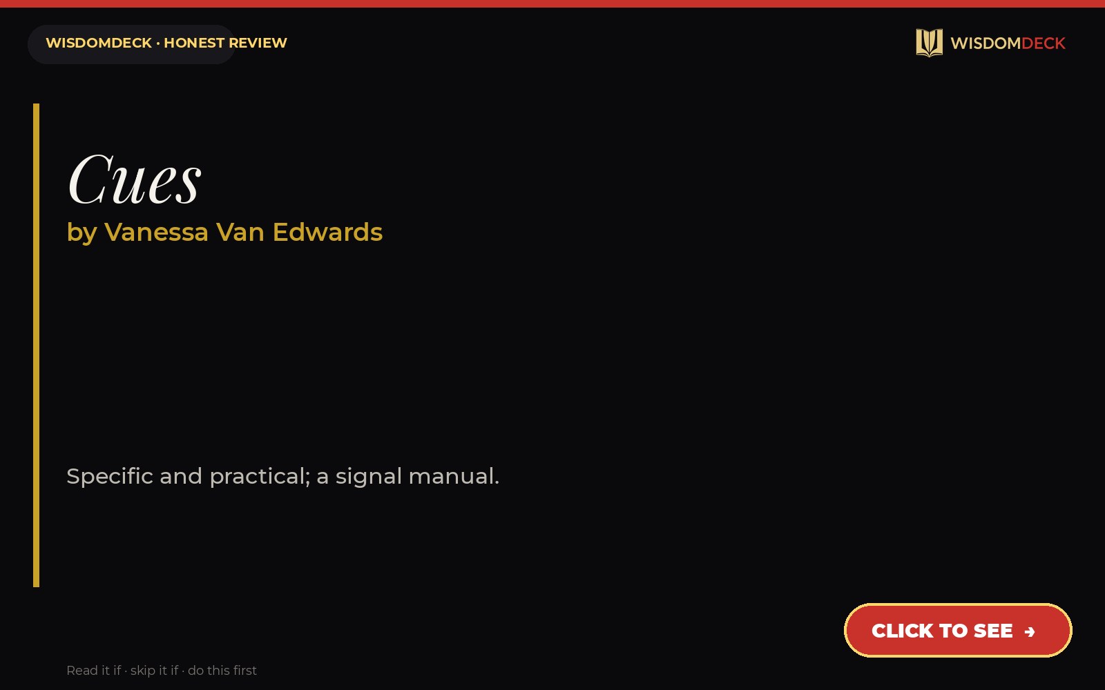 Cues by Vanessa Van Edwards — WisdomDeck review