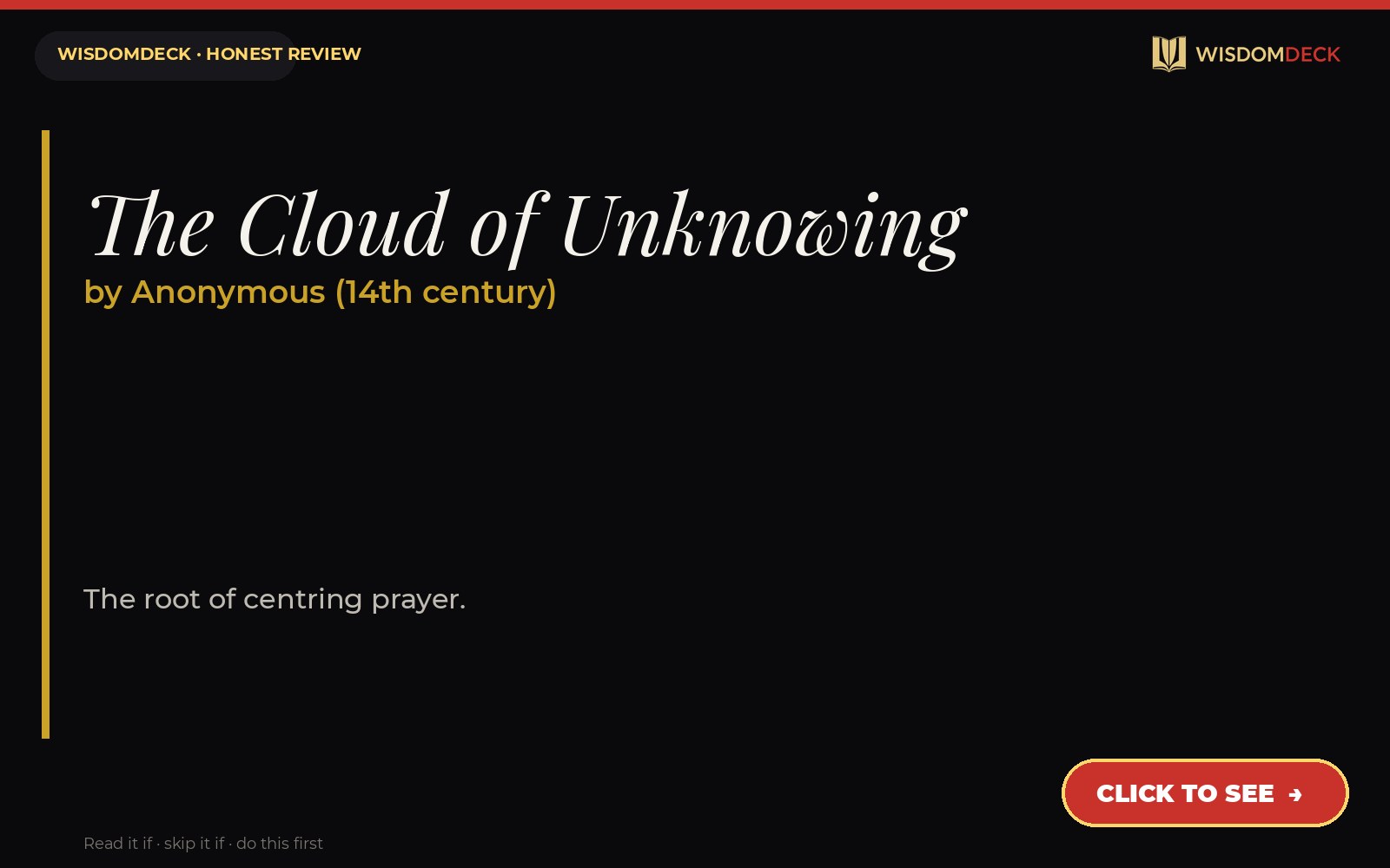 The Cloud of Unknowing by Anonymous (14th century) — WisdomDeck review