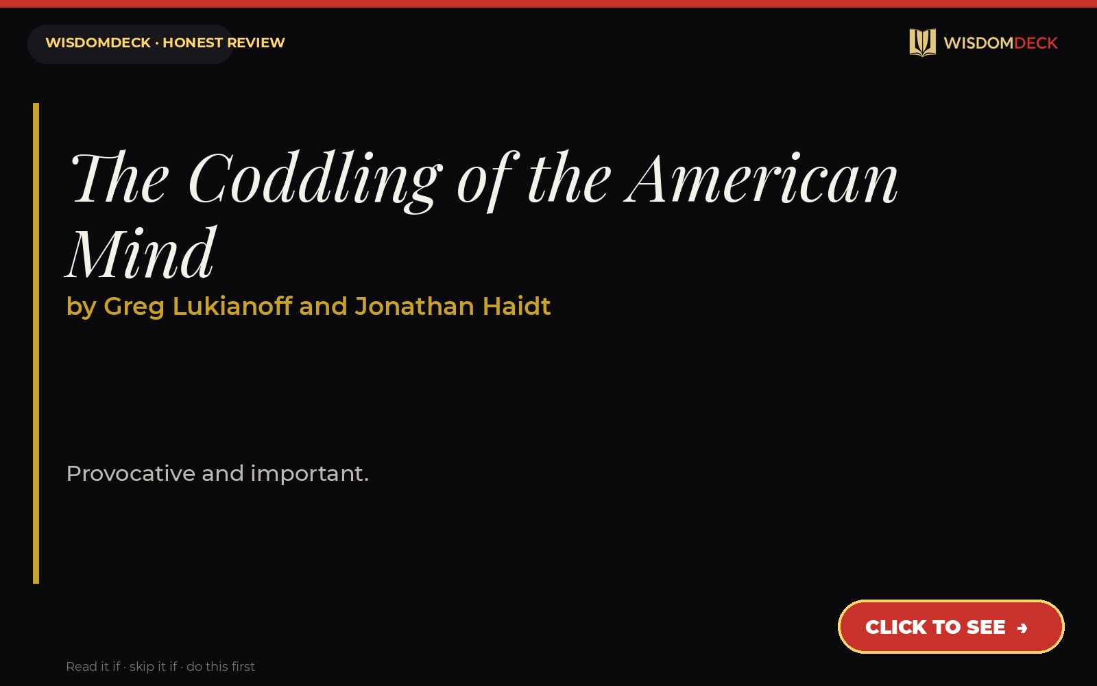 The Coddling of the American Mind by Greg Lukianoff and Jonathan Haidt — WisdomDeck review
