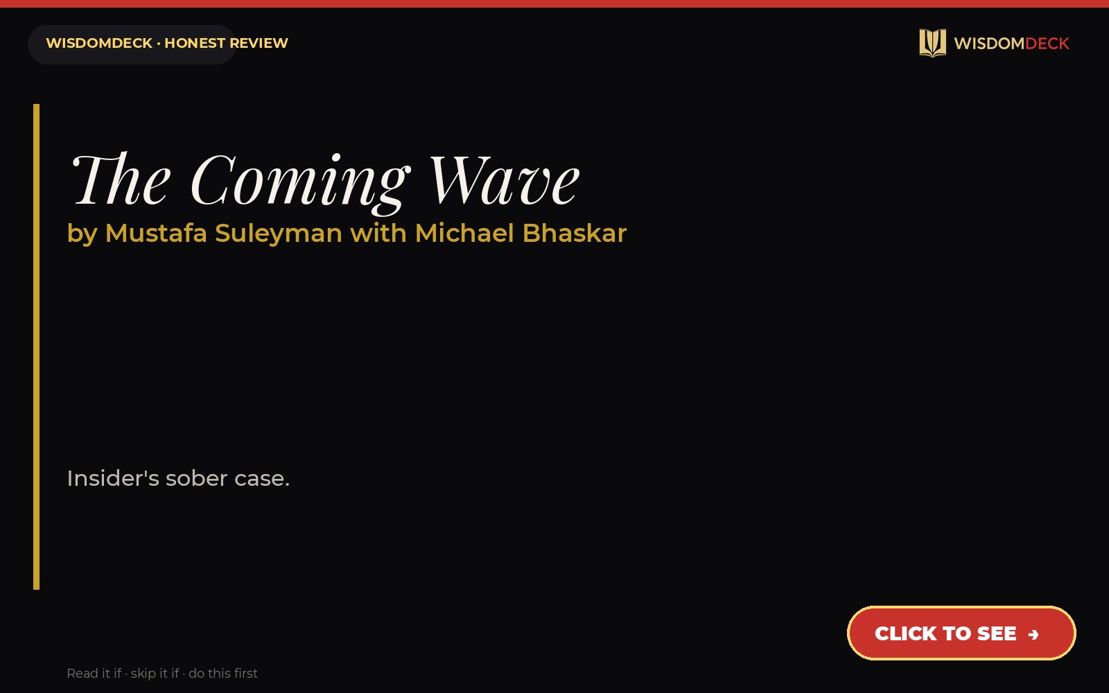 The Coming Wave by Mustafa Suleyman with Michael Bhaskar — WisdomDeck review