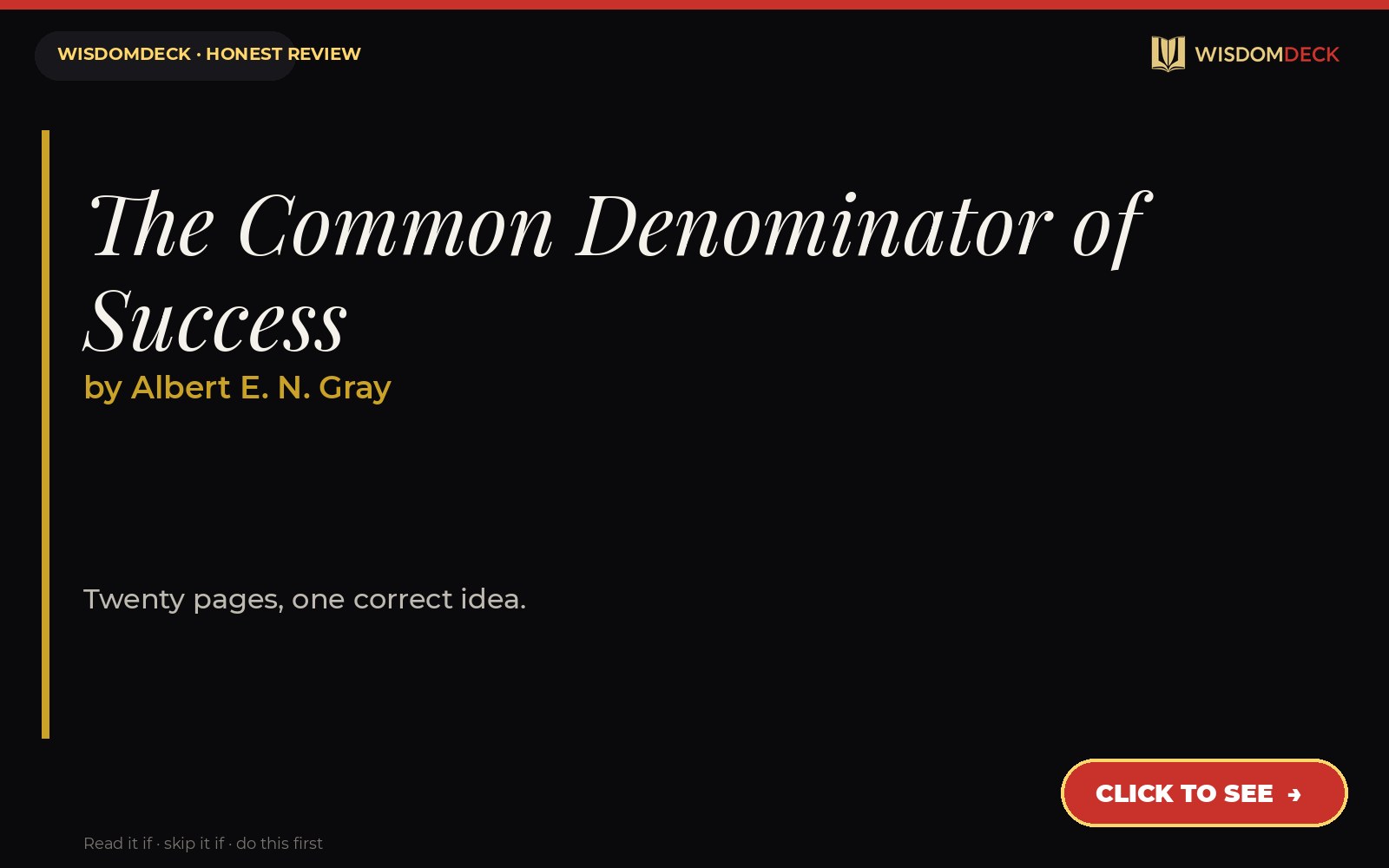 The Common Denominator of Success by Albert E. N. Gray — WisdomDeck review