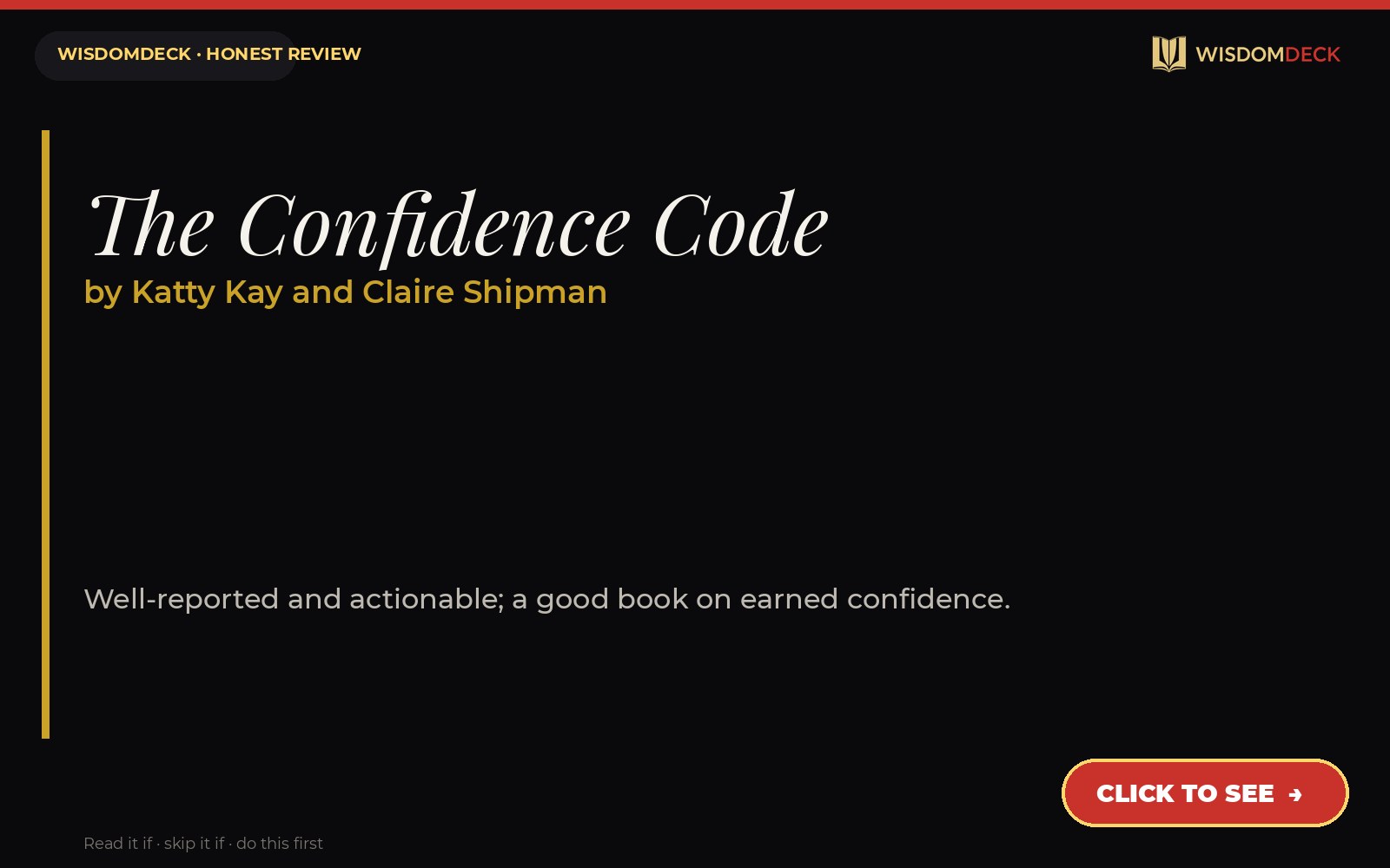 The Confidence Code by Katty Kay and Claire Shipman — WisdomDeck review