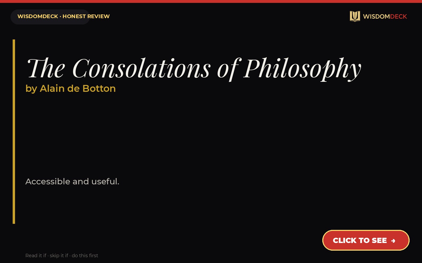 The Consolations of Philosophy by Alain de Botton — WisdomDeck review