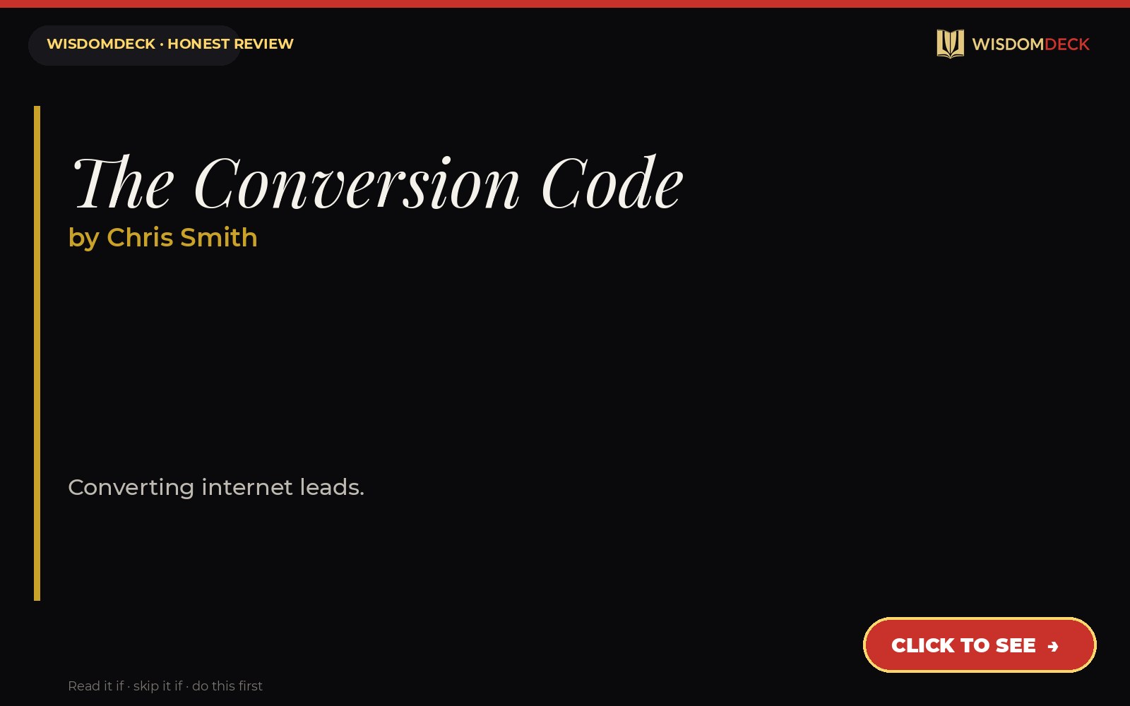The Conversion Code by Chris Smith — WisdomDeck honest review
