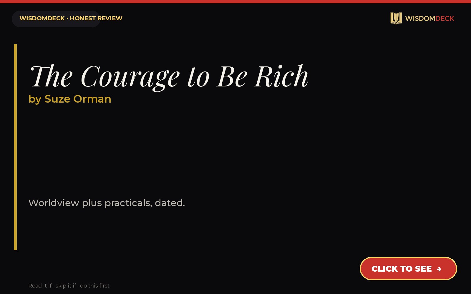 The Courage to Be Rich by Suze Orman — WisdomDeck review