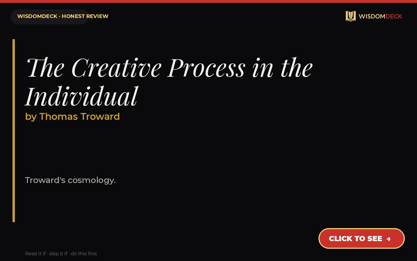 The Creative Process in the Individual by Thomas Troward — WisdomDeck review