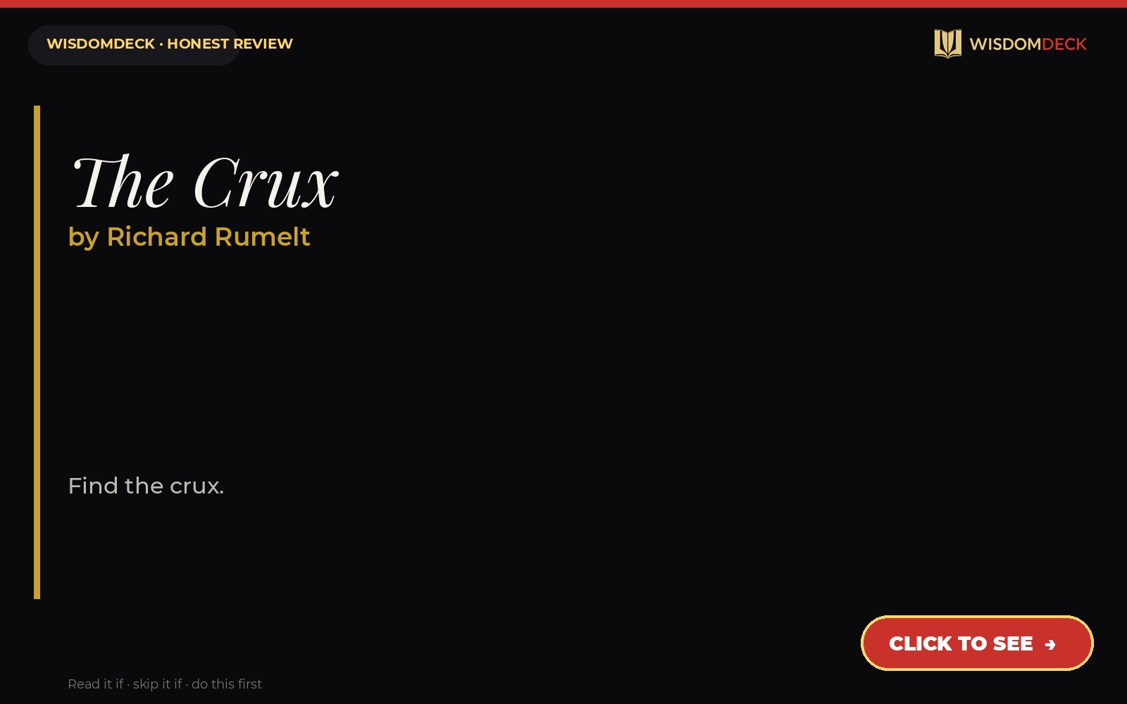 The Crux by Richard Rumelt — WisdomDeck review