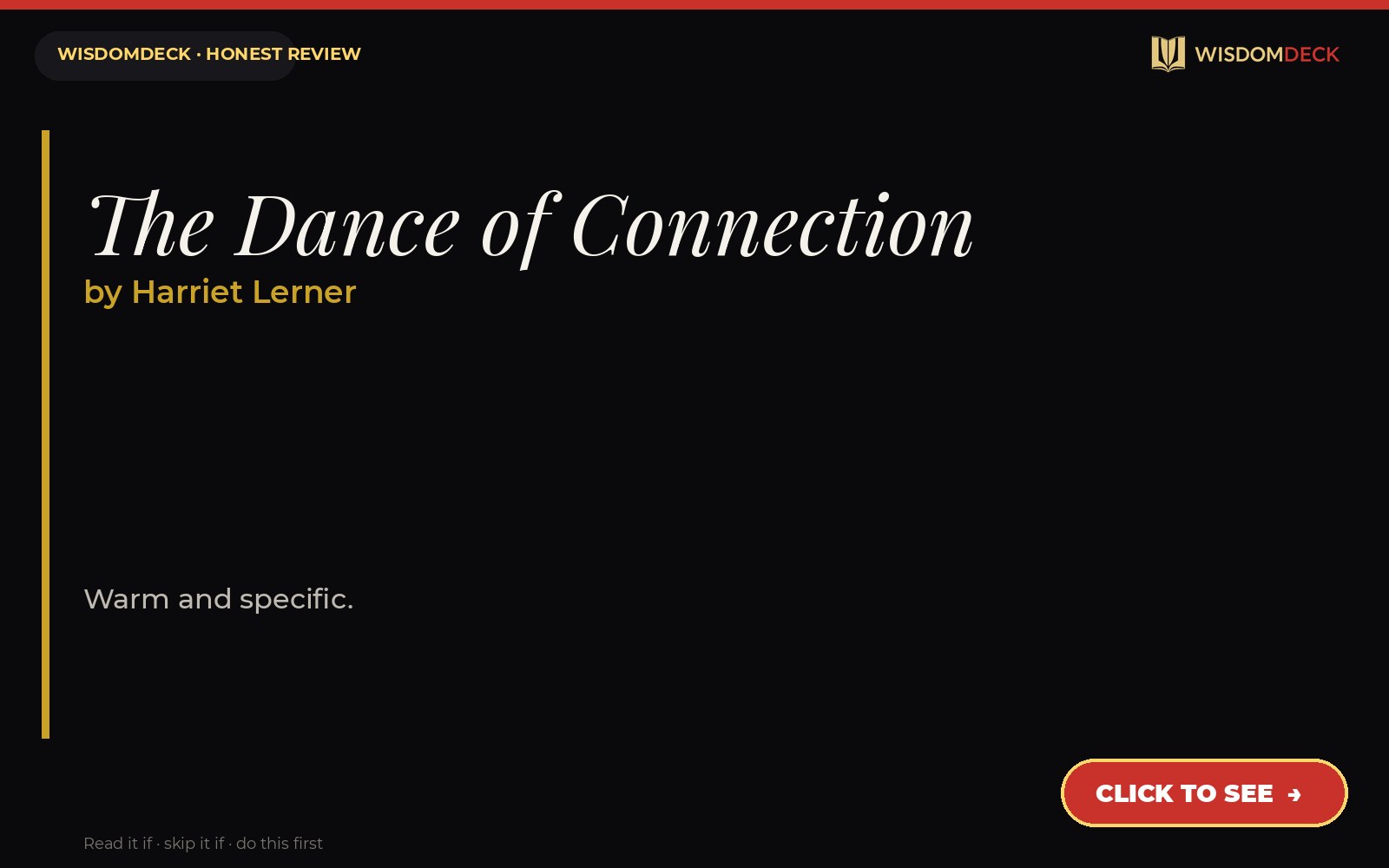 The Dance of Connection by Harriet Lerner — WisdomDeck review