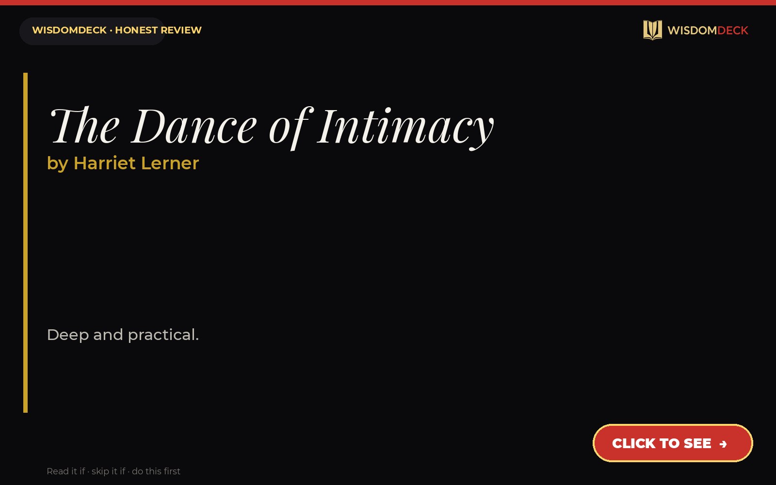 The Dance of Intimacy by Harriet Lerner — WisdomDeck review