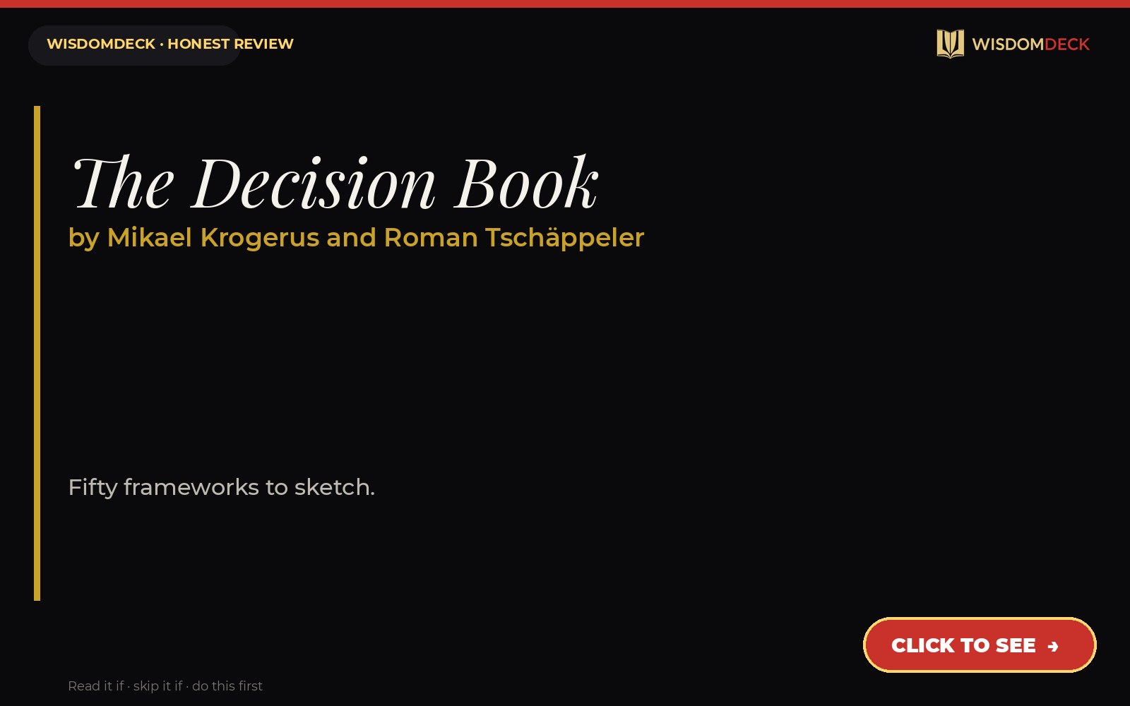The Decision Book by Mikael Krogerus and Roman Tschäppeler — WisdomDeck review