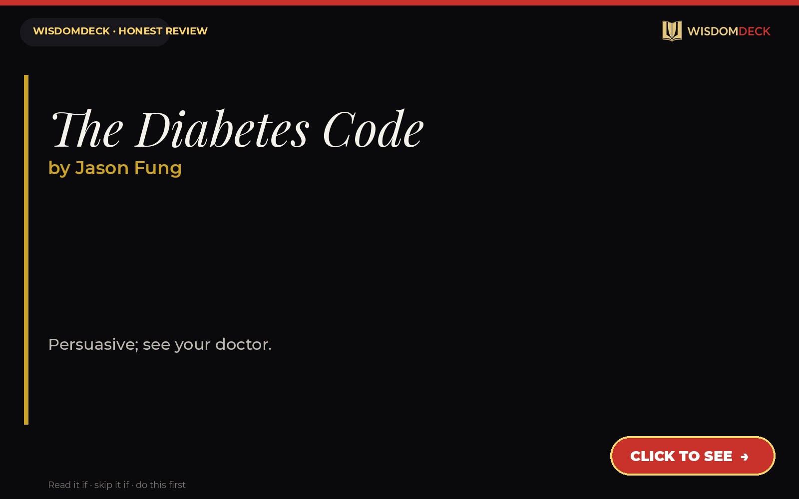 The Diabetes Code by Jason Fung — WisdomDeck honest review