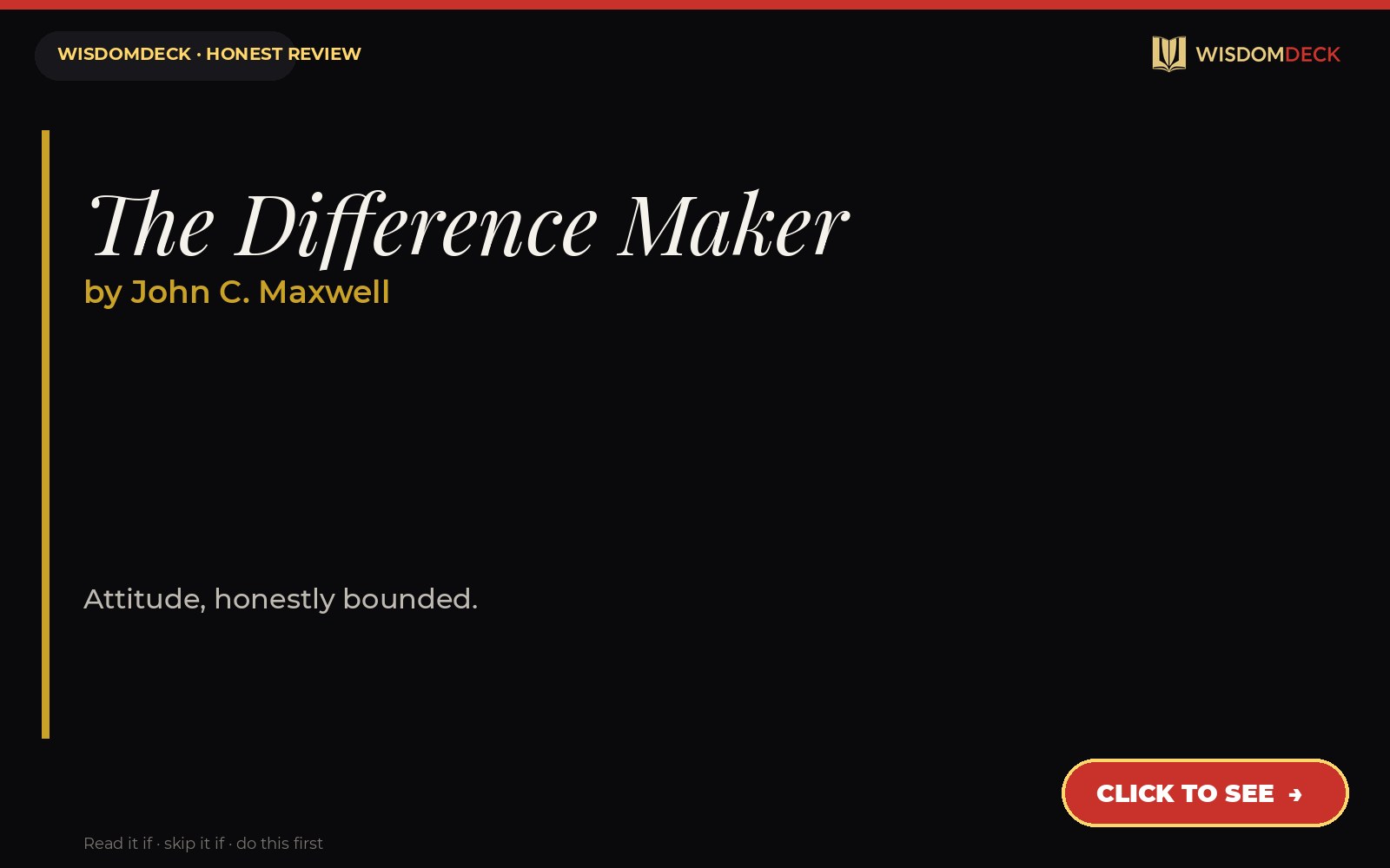 The Difference Maker by John C. Maxwell — WisdomDeck review