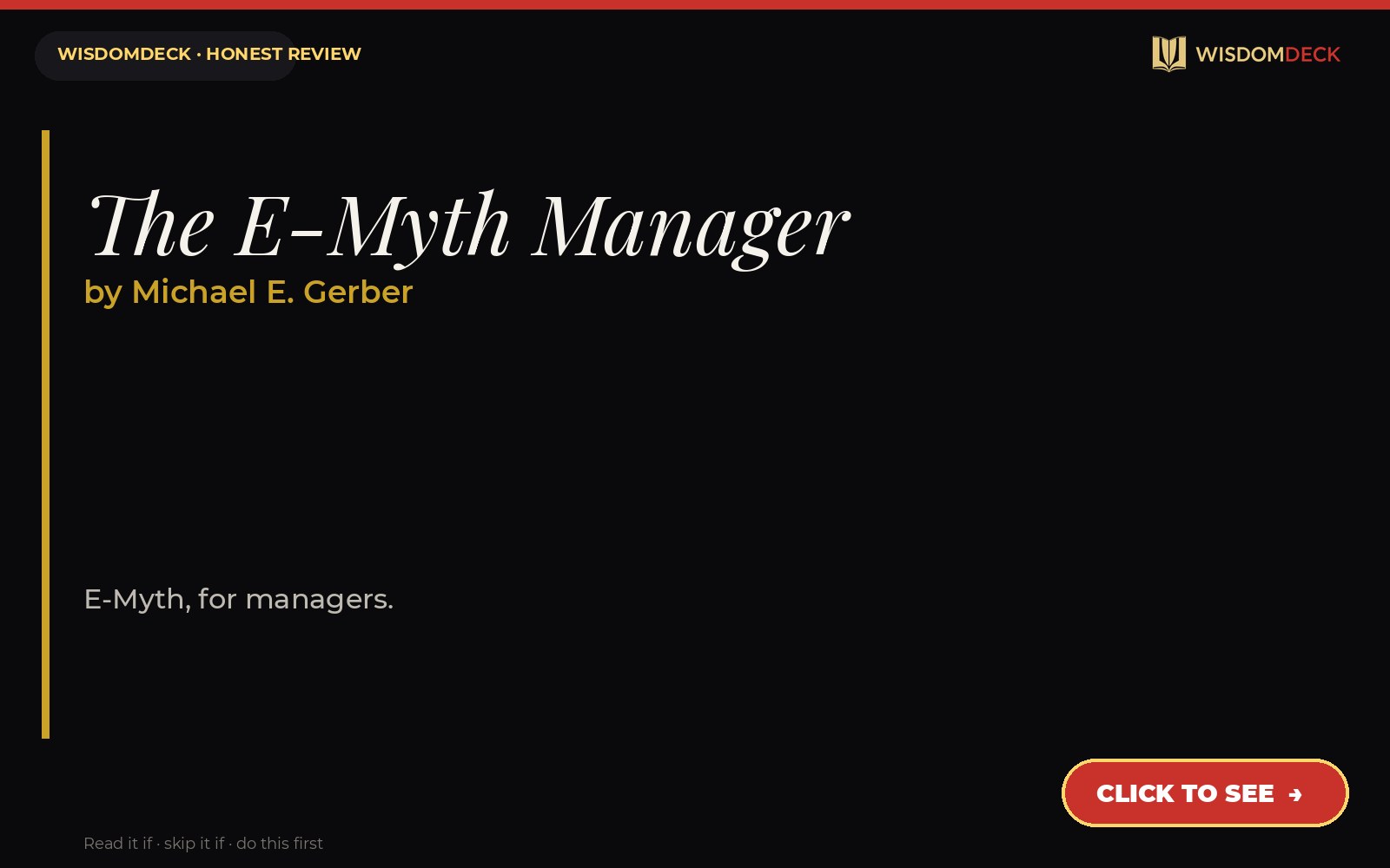 The E-Myth Manager by Michael E. Gerber — WisdomDeck review