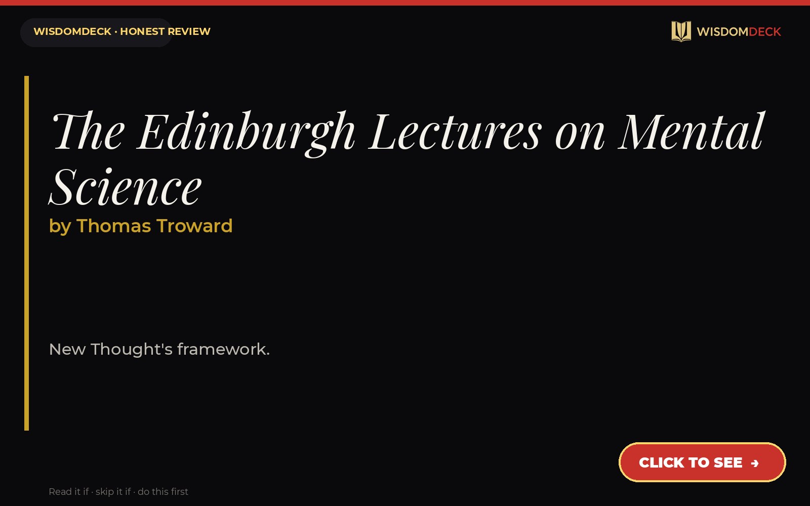 The Edinburgh Lectures on Mental Science by Thomas Troward — WisdomDeck review
