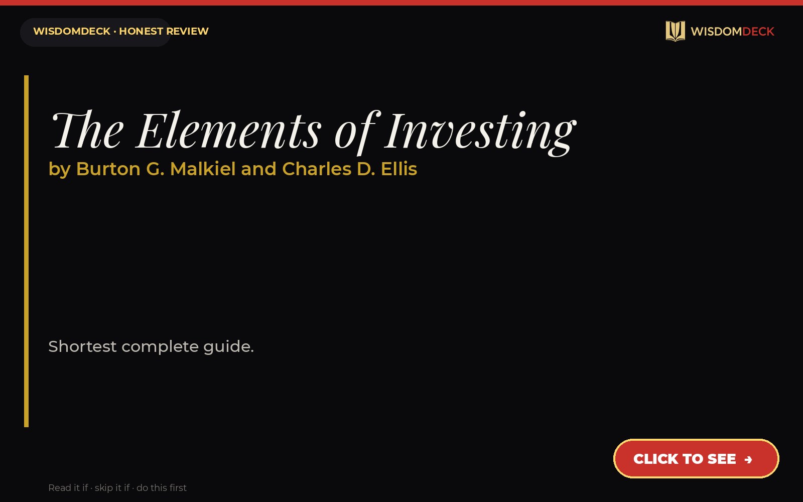 The Elements of Investing by Burton G. Malkiel and Charles D. Ellis — WisdomDeck review