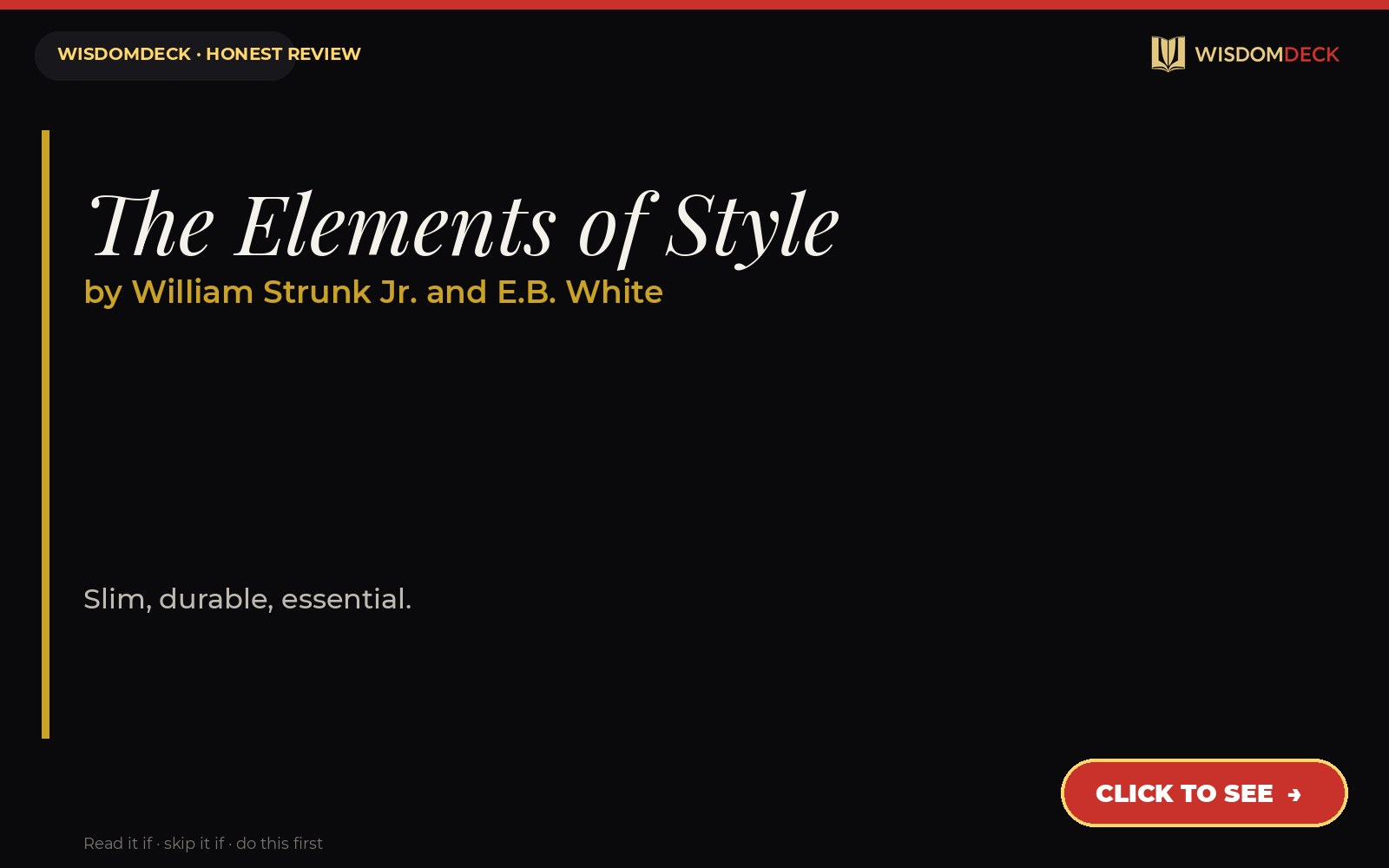 The Elements of Style by William Strunk Jr. and E.B. White — WisdomDeck review