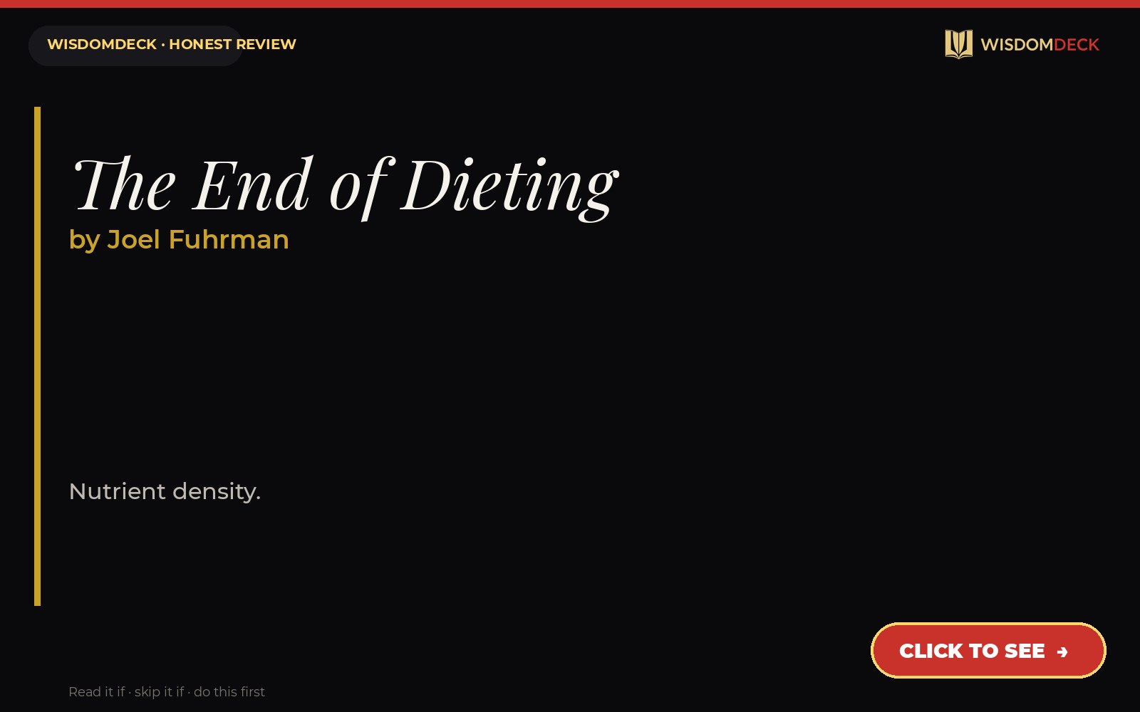 The End of Dieting by Joel Fuhrman — WisdomDeck review