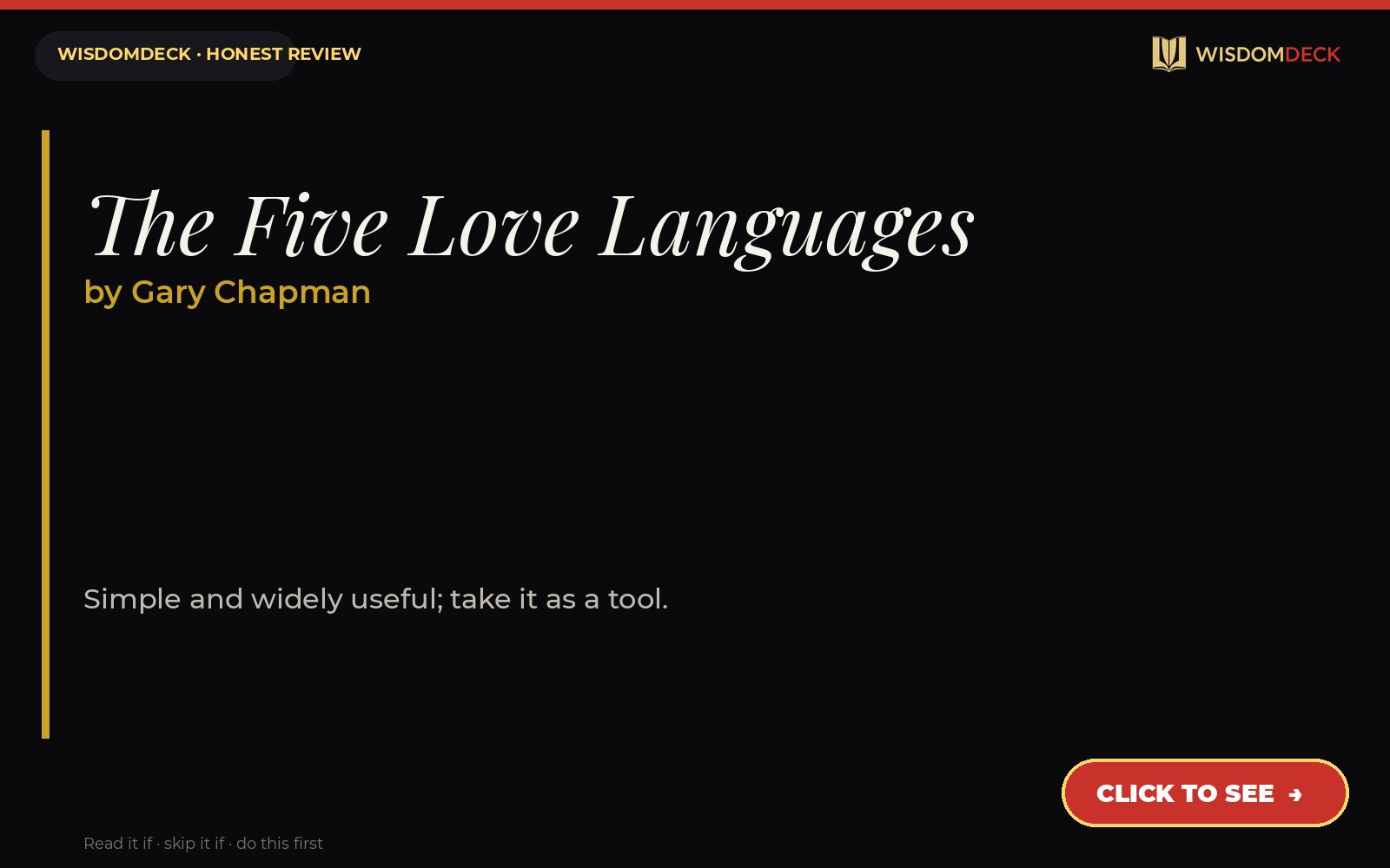 The Five Love Languages by Gary Chapman — WisdomDeck review