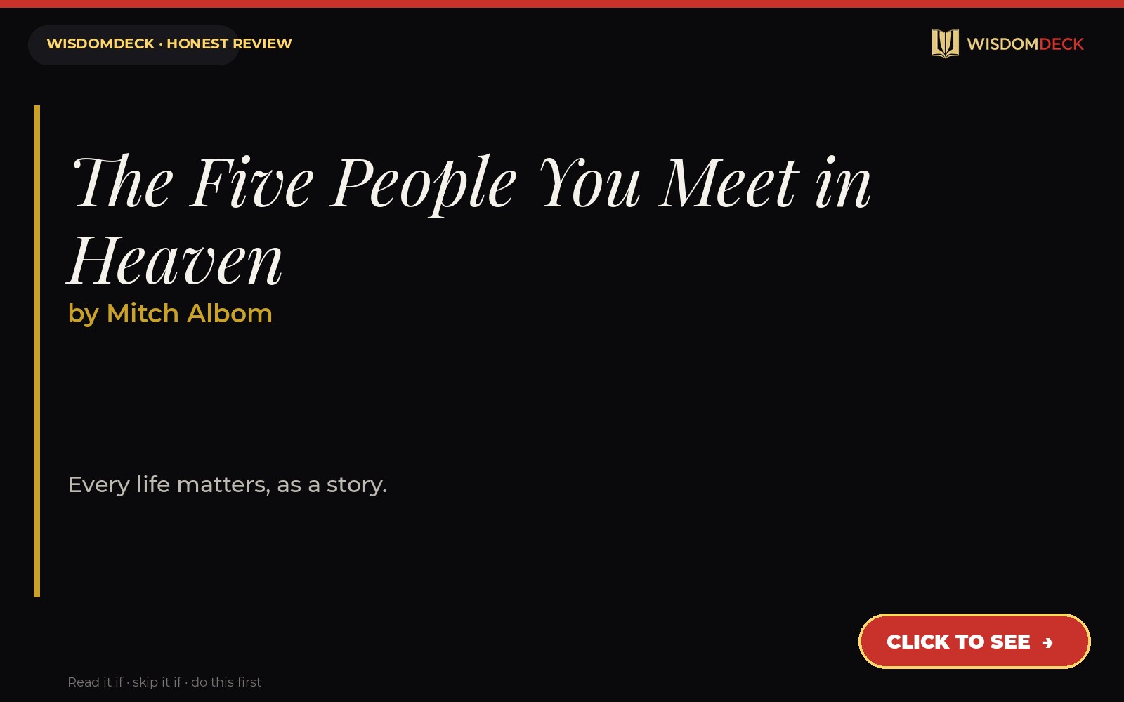 The Five People You Meet in Heaven by Mitch Albom — WisdomDeck review