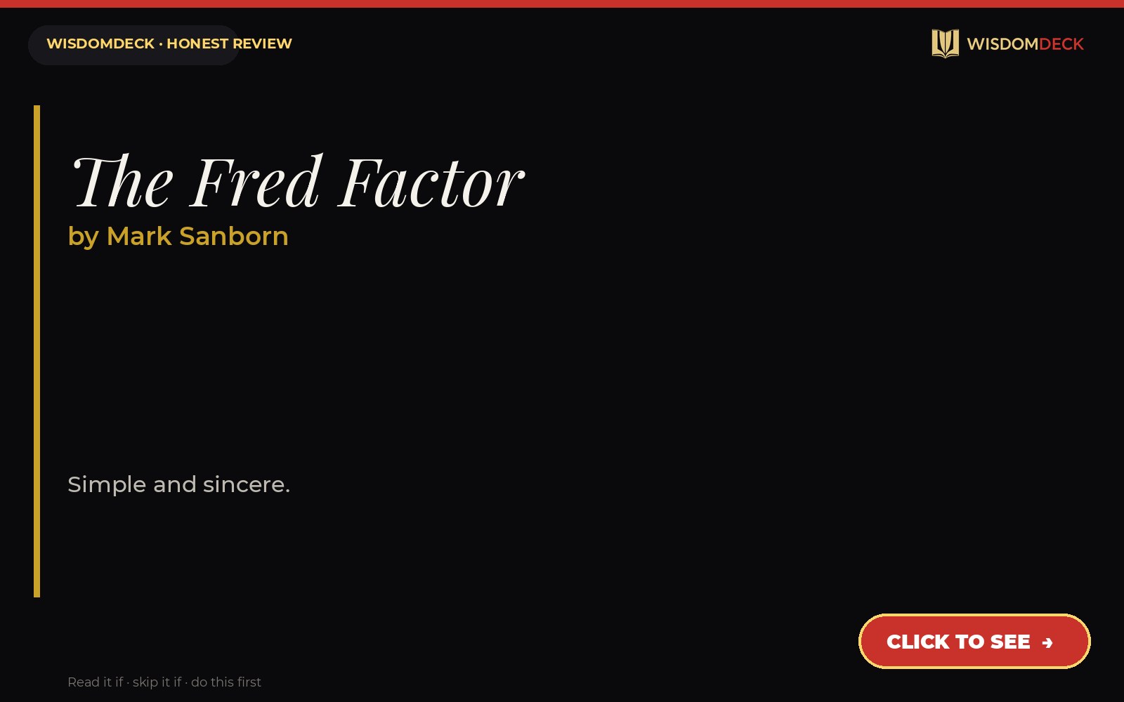 The Fred Factor by Mark Sanborn — WisdomDeck review