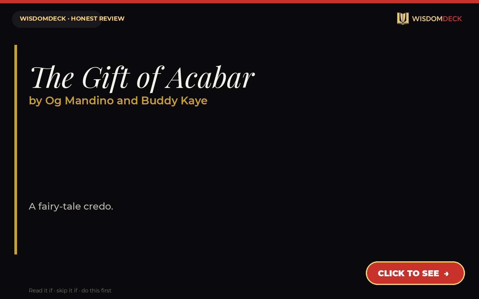 The Gift of Acabar by Og Mandino and Buddy Kaye — WisdomDeck review
