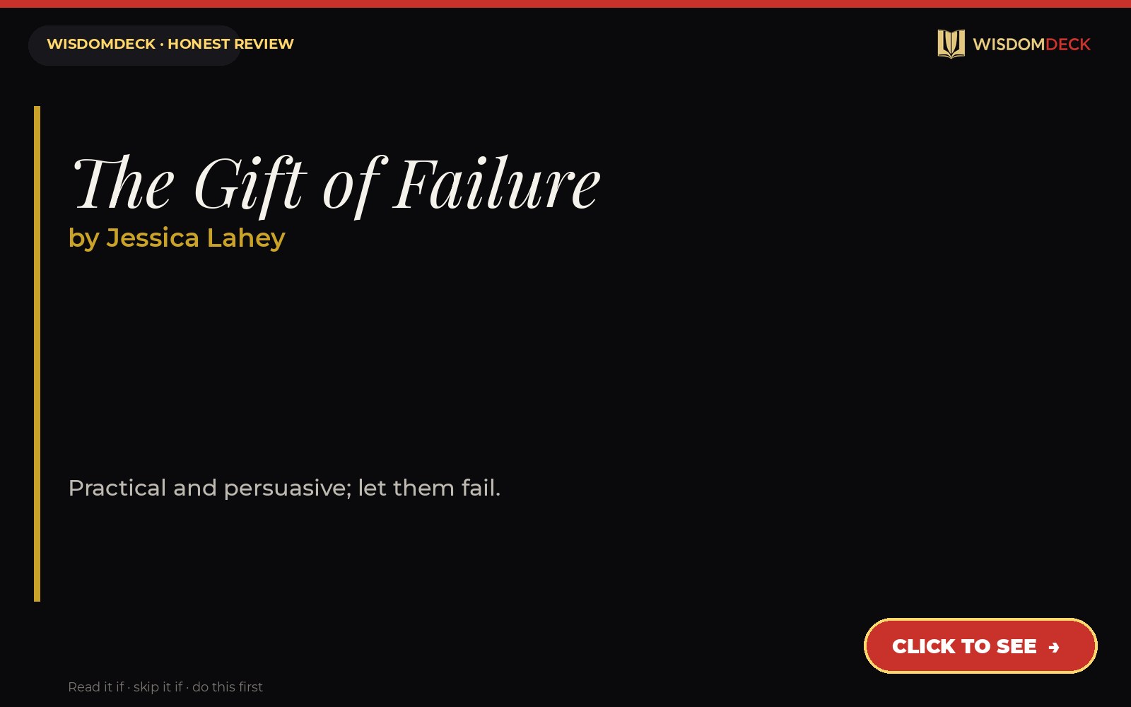 The Gift of Failure by Jessica Lahey — WisdomDeck review