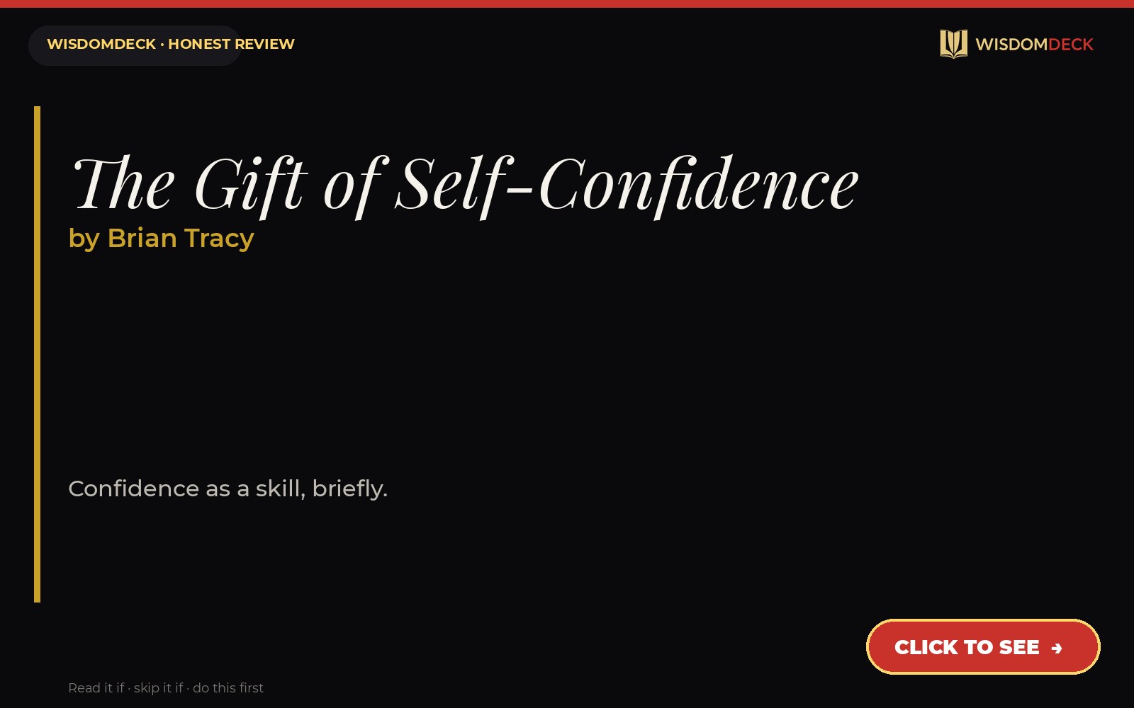 The Gift of Self-Confidence by Brian Tracy — WisdomDeck review