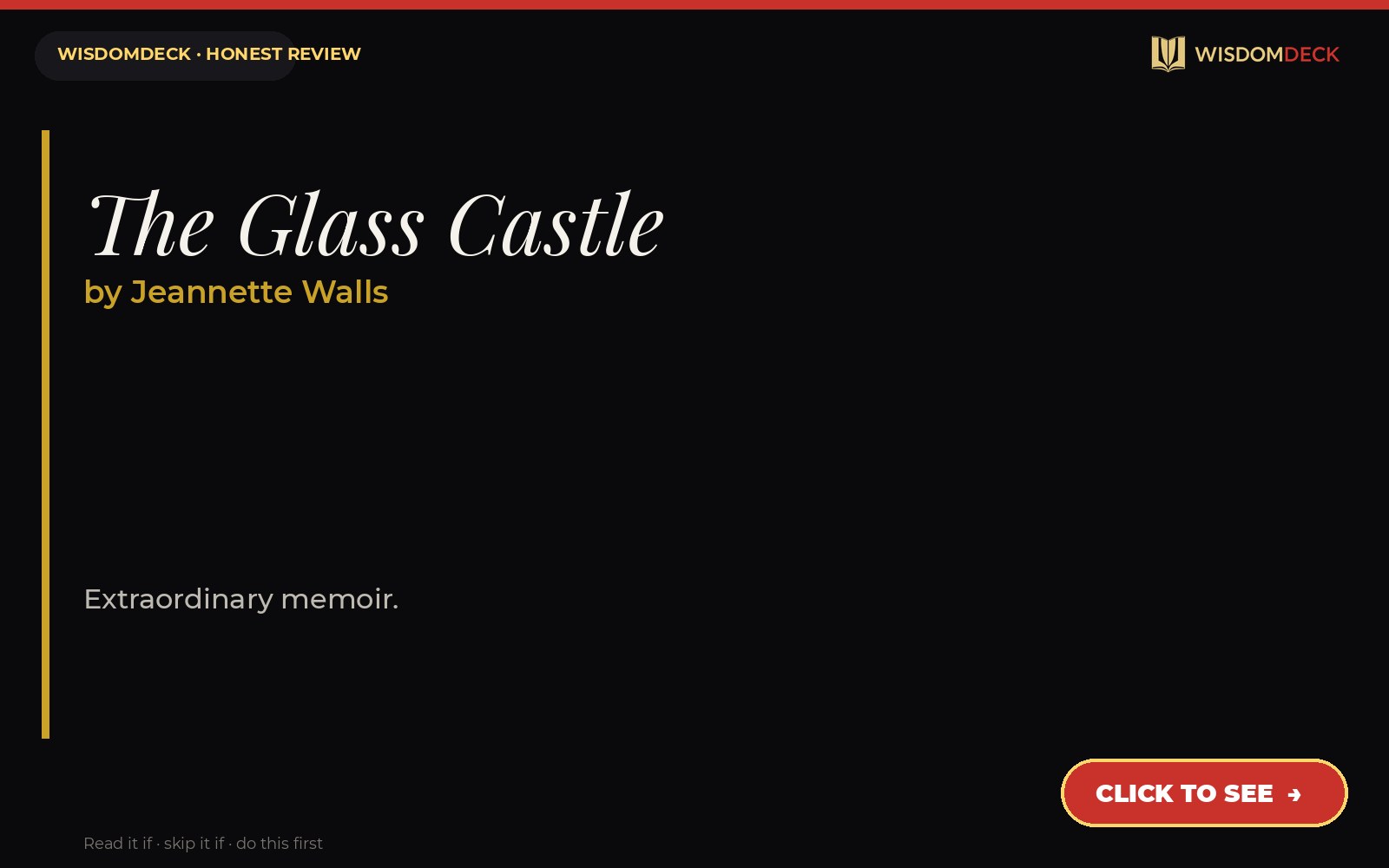 The Glass Castle by Jeannette Walls — WisdomDeck review
