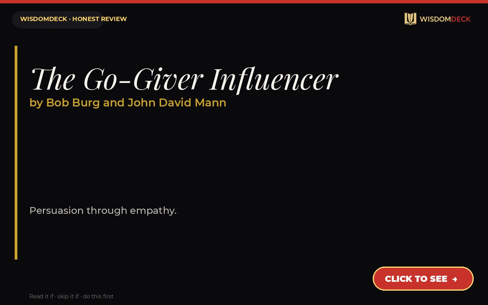 The Go-Giver Influencer by Bob Burg and John David Mann — WisdomDeck review