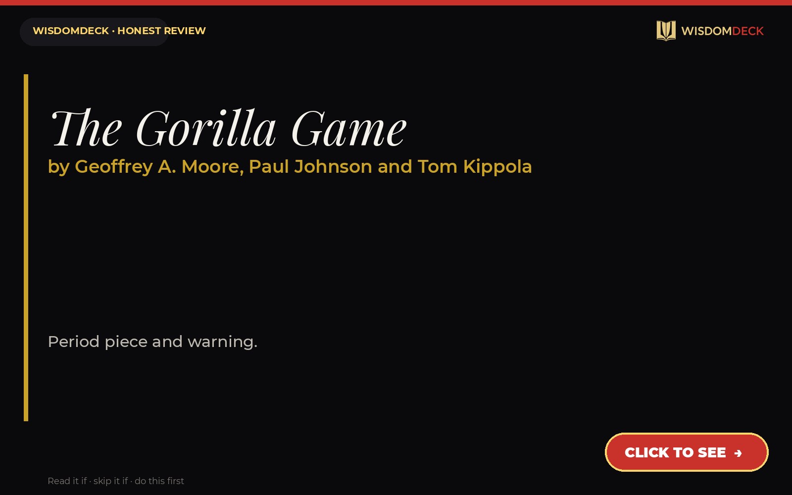 The Gorilla Game by Geoffrey A. Moore, Paul Johnson and Tom Kippola — WisdomDeck review