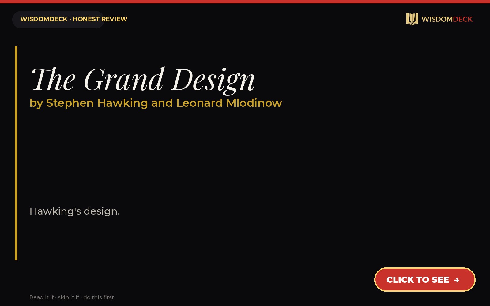 The Grand Design by Stephen Hawking and Leonard Mlodinow — WisdomDeck honest review