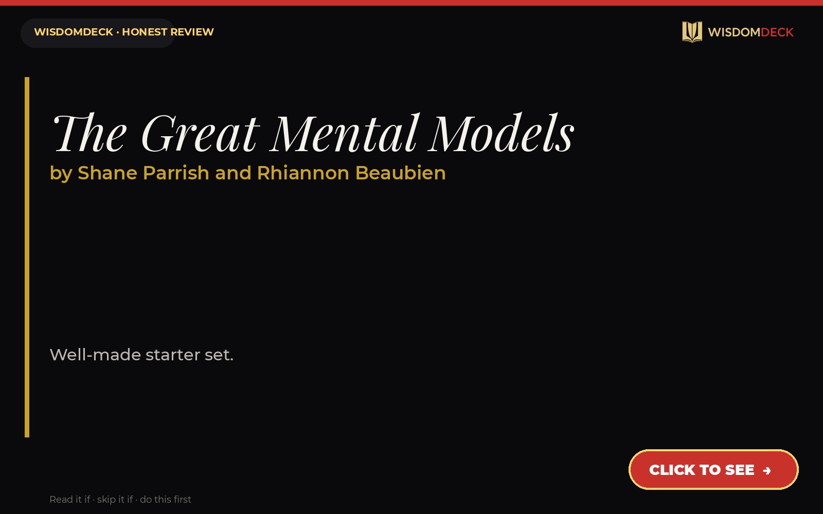 The Great Mental Models by Shane Parrish and Rhiannon Beaubien — WisdomDeck review
