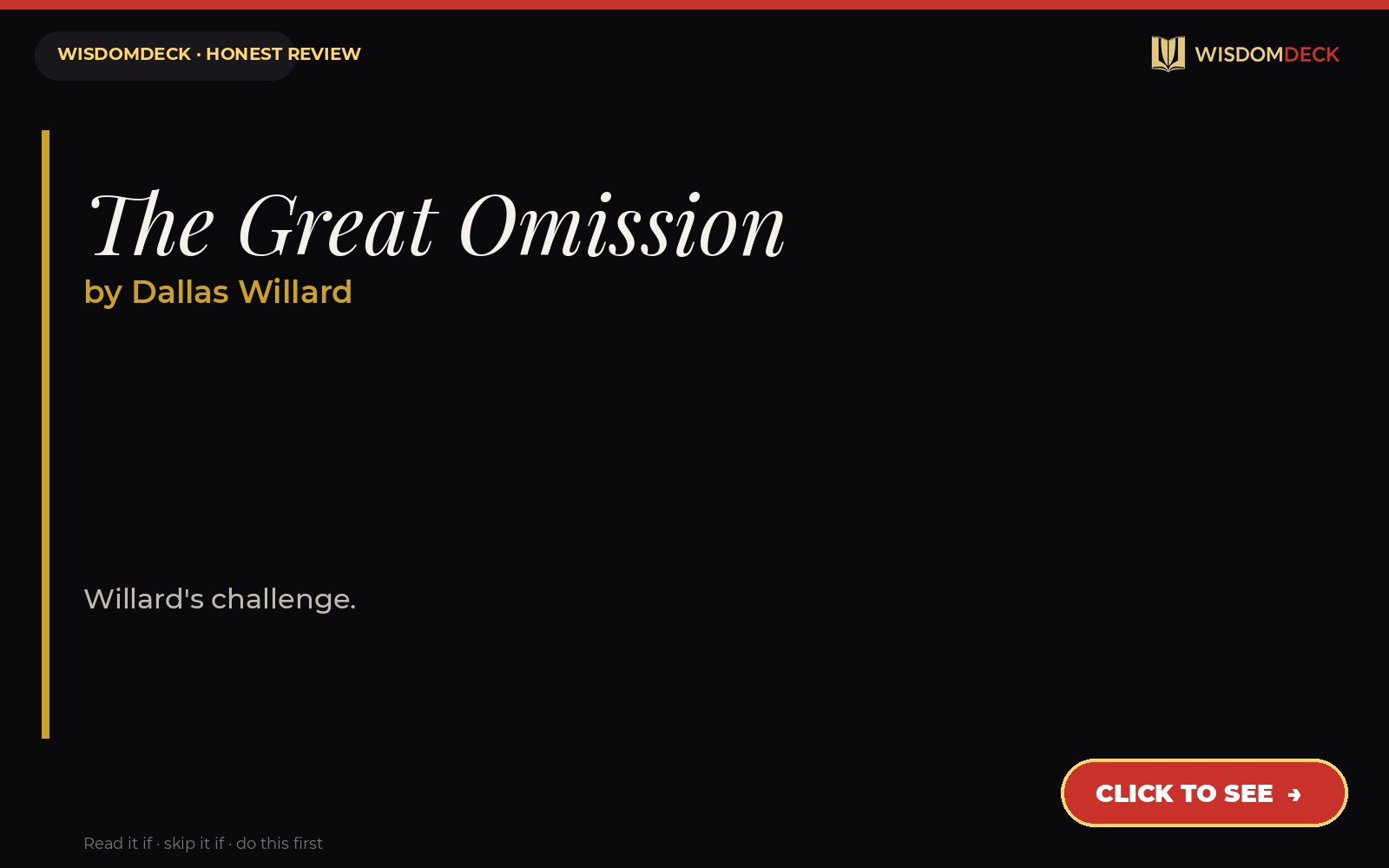 The Great Omission by Dallas Willard — WisdomDeck review