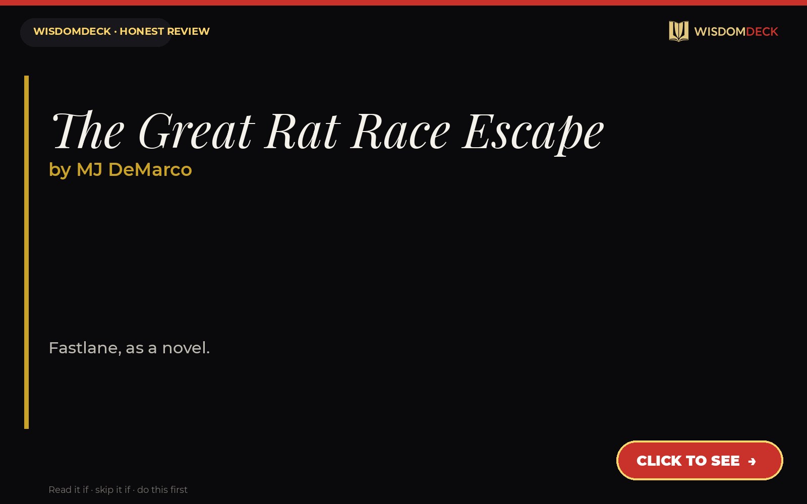 The Great Rat Race Escape by MJ DeMarco — WisdomDeck review