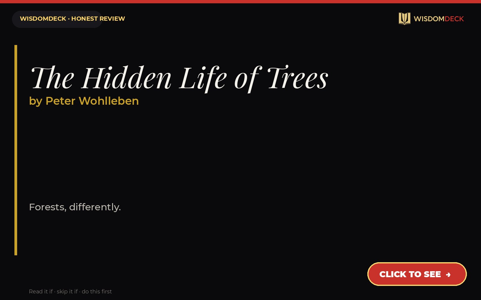 The Hidden Life of Trees by Peter Wohlleben — WisdomDeck review