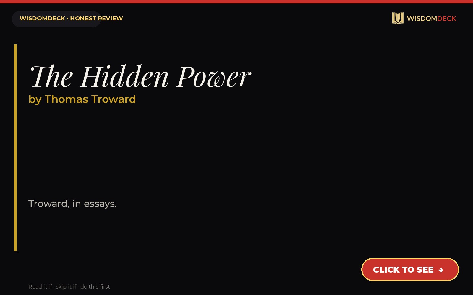 The Hidden Power by Thomas Troward — WisdomDeck honest review