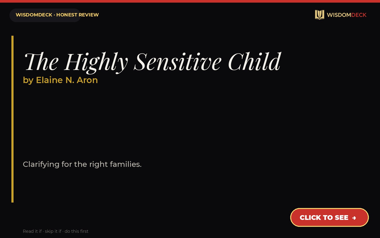 The Highly Sensitive Child by Elaine N. Aron — WisdomDeck review