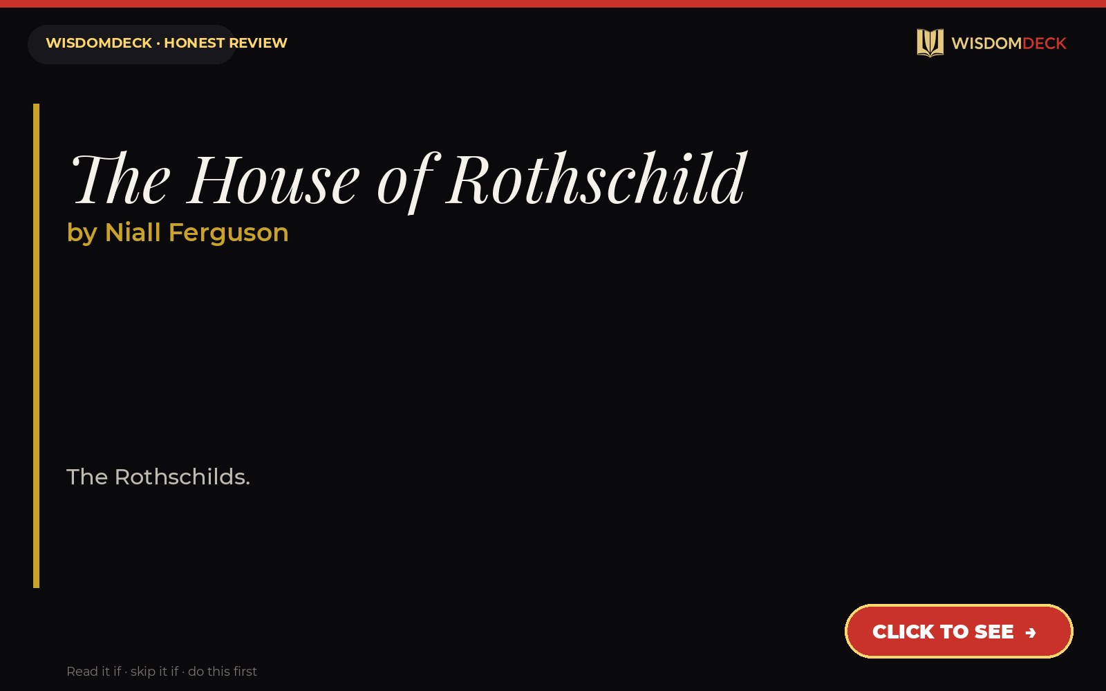 The House of Rothschild by Niall Ferguson — WisdomDeck review