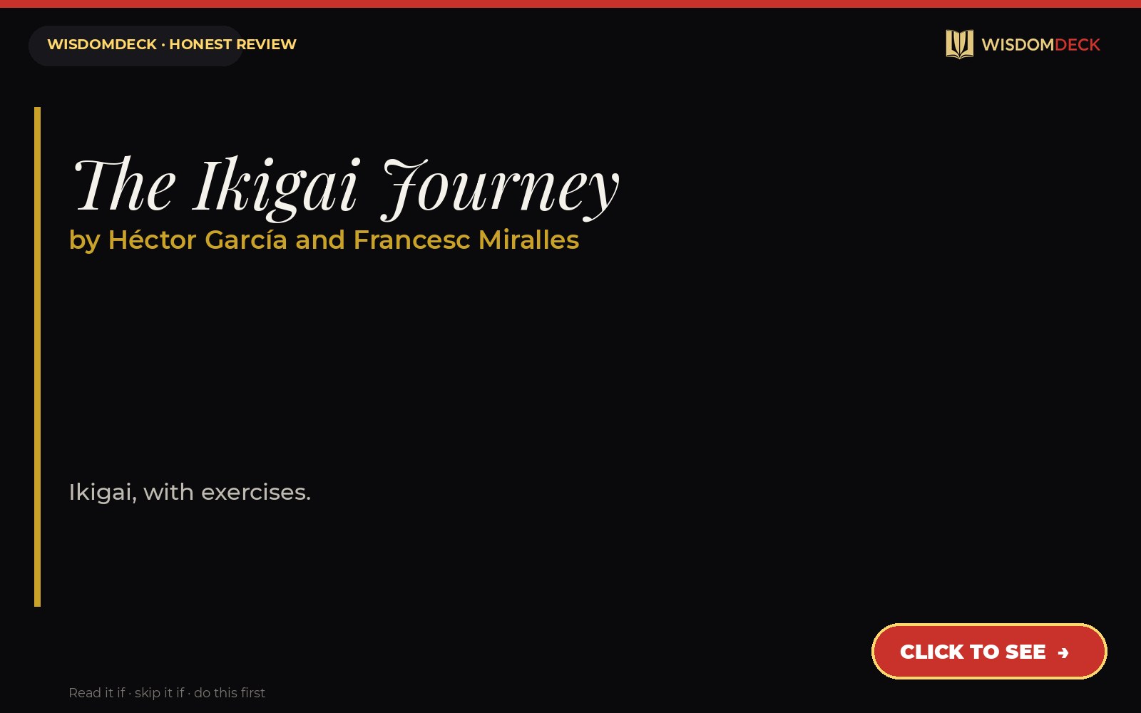 The Ikigai Journey by Héctor García and Francesc Miralles — WisdomDeck review