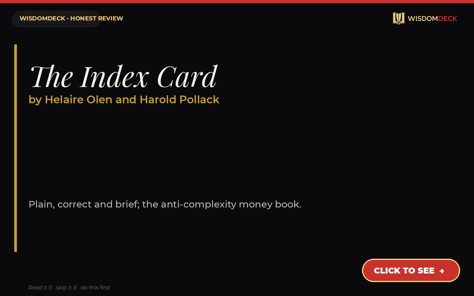 The Index Card by Helaire Olen and Harold Pollack — WisdomDeck review