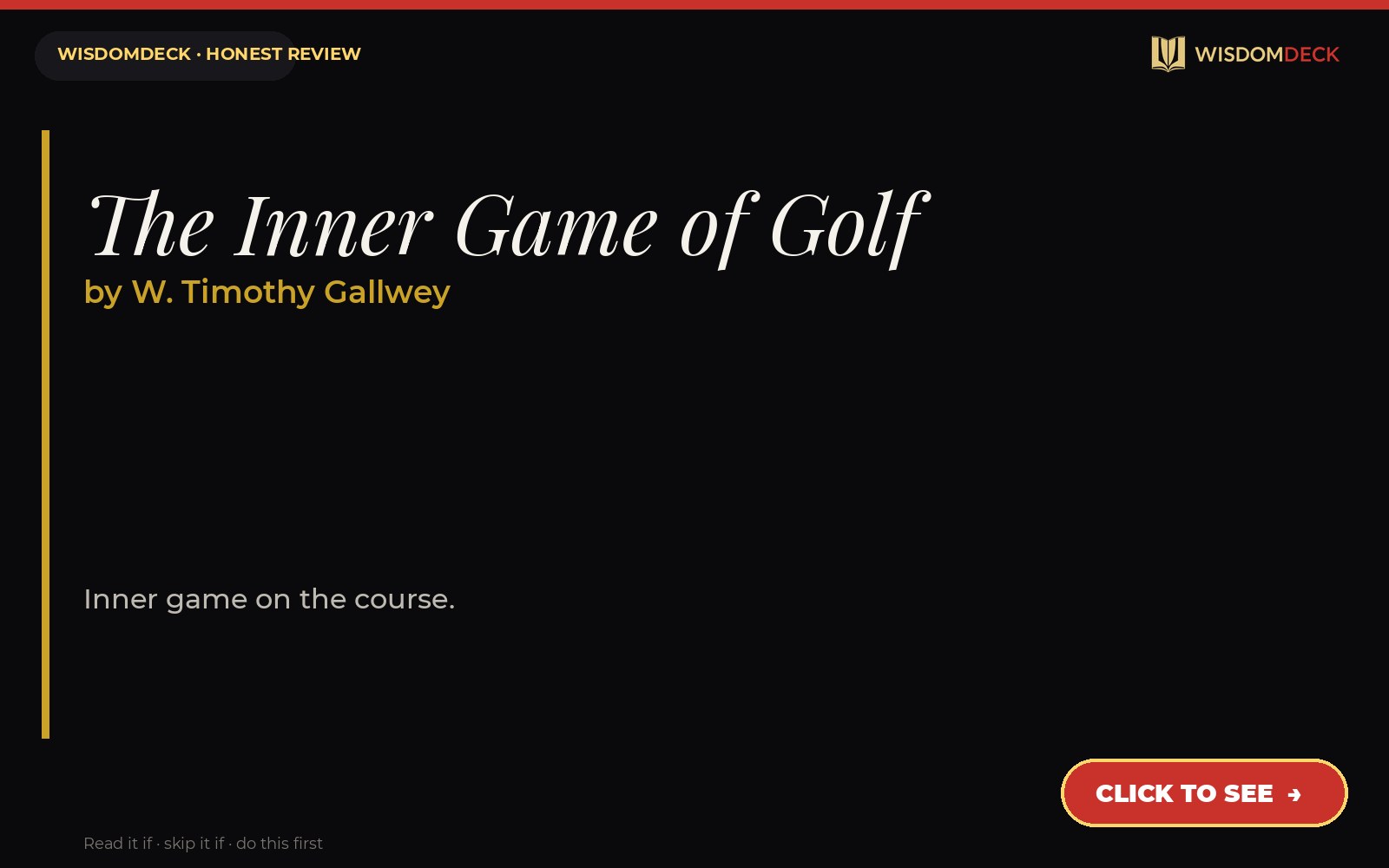 The Inner Game of Golf by W. Timothy Gallwey — WisdomDeck review