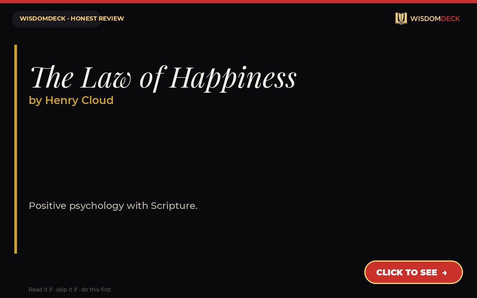 The Law of Happiness by Henry Cloud — WisdomDeck review