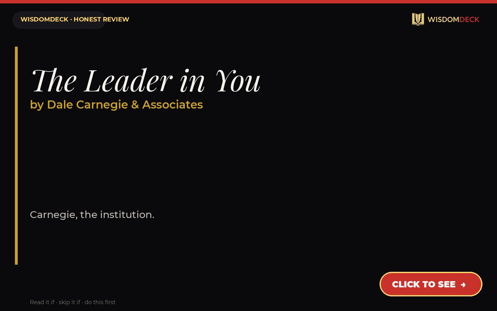 The Leader in You by Dale Carnegie & Associates — WisdomDeck review