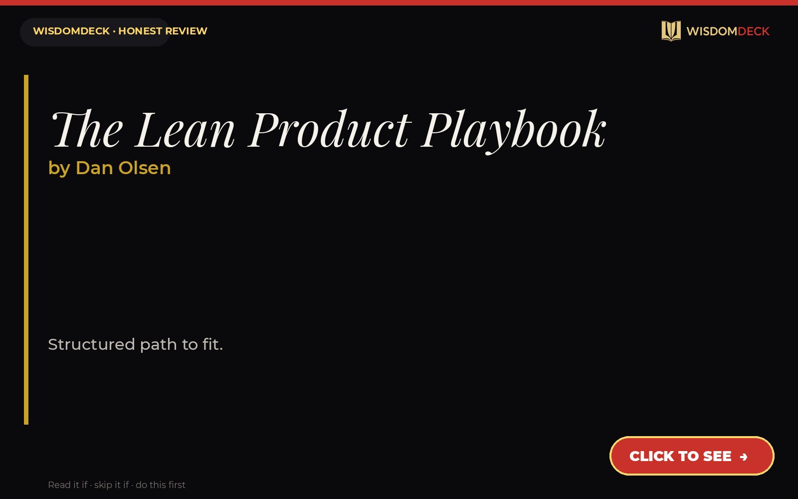 The Lean Product Playbook by Dan Olsen — WisdomDeck review
