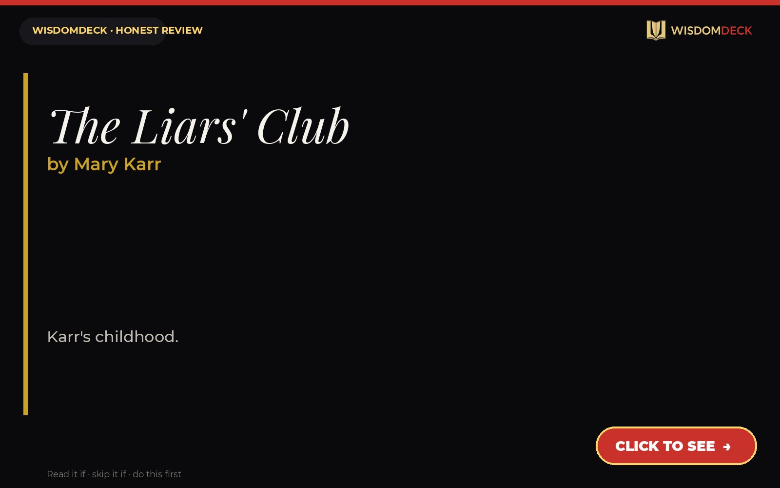 The Liars' Club by Mary Karr — WisdomDeck review