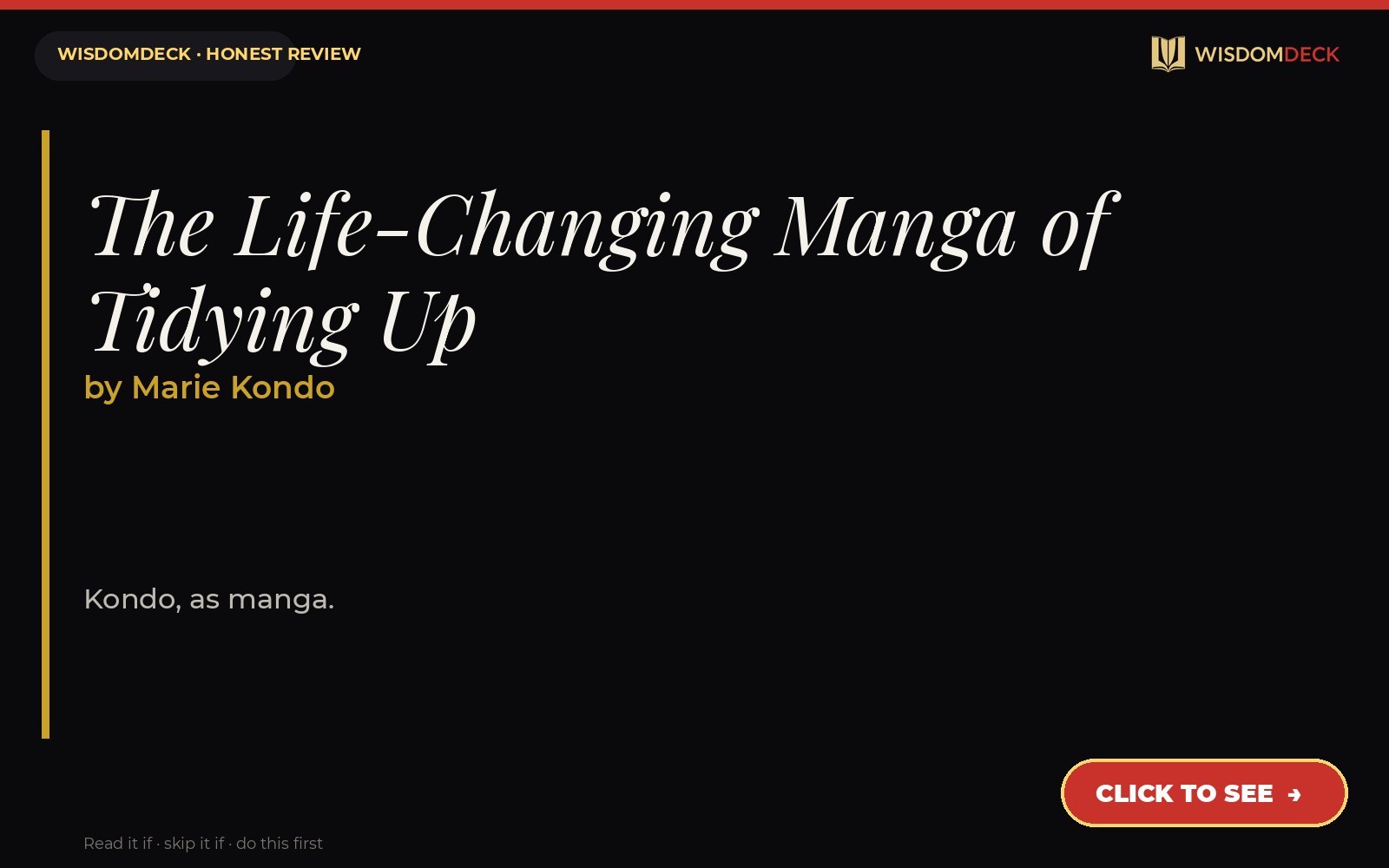 The Life-Changing Manga of Tidying Up by Marie Kondo — WisdomDeck review