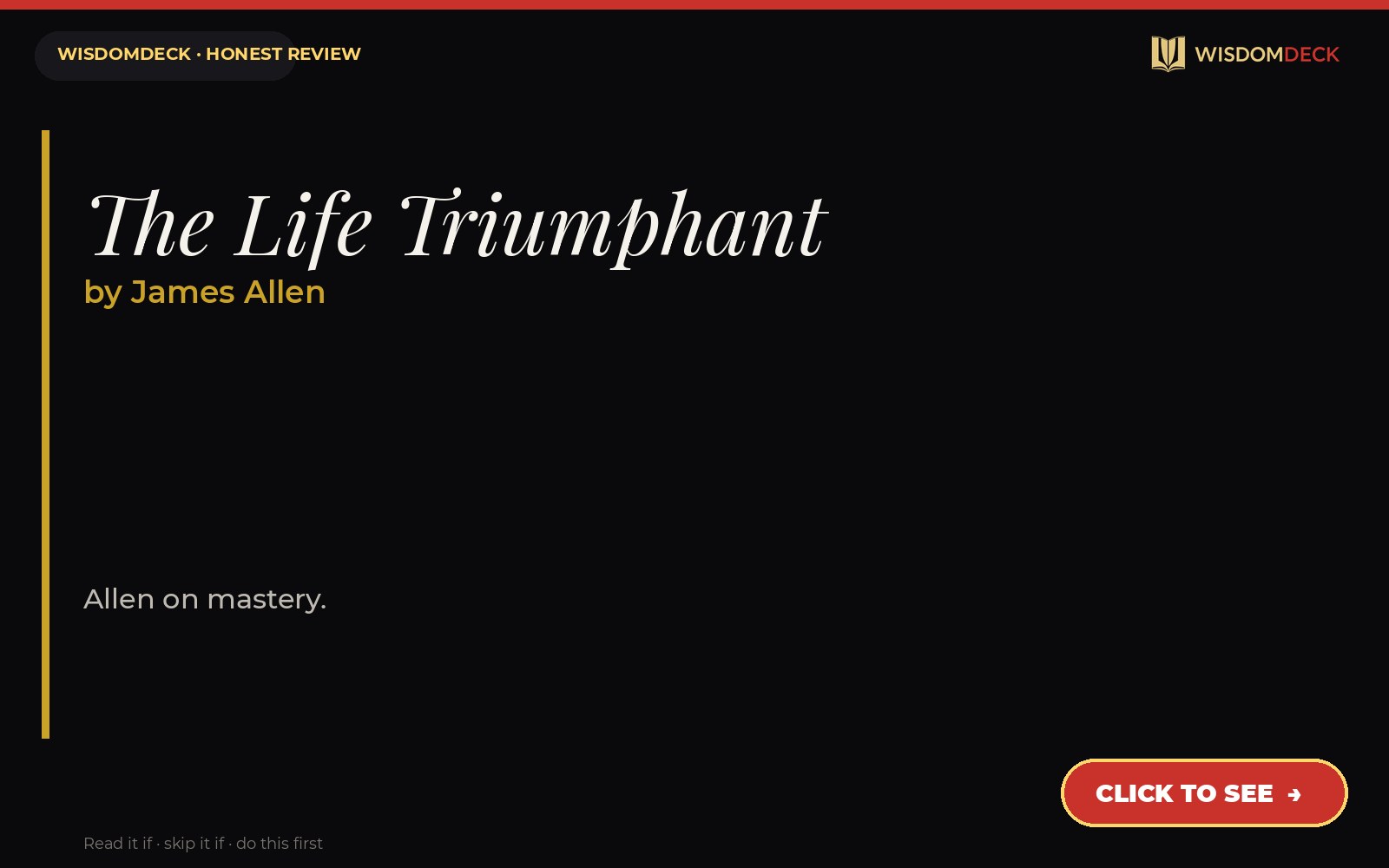 The Life Triumphant by James Allen — WisdomDeck review